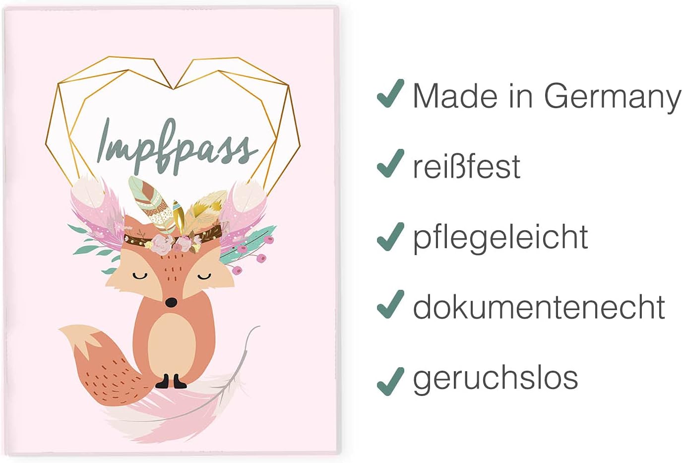 Boho Fuchs Rosa Impfpasshülle für Erwachsene und Kinder