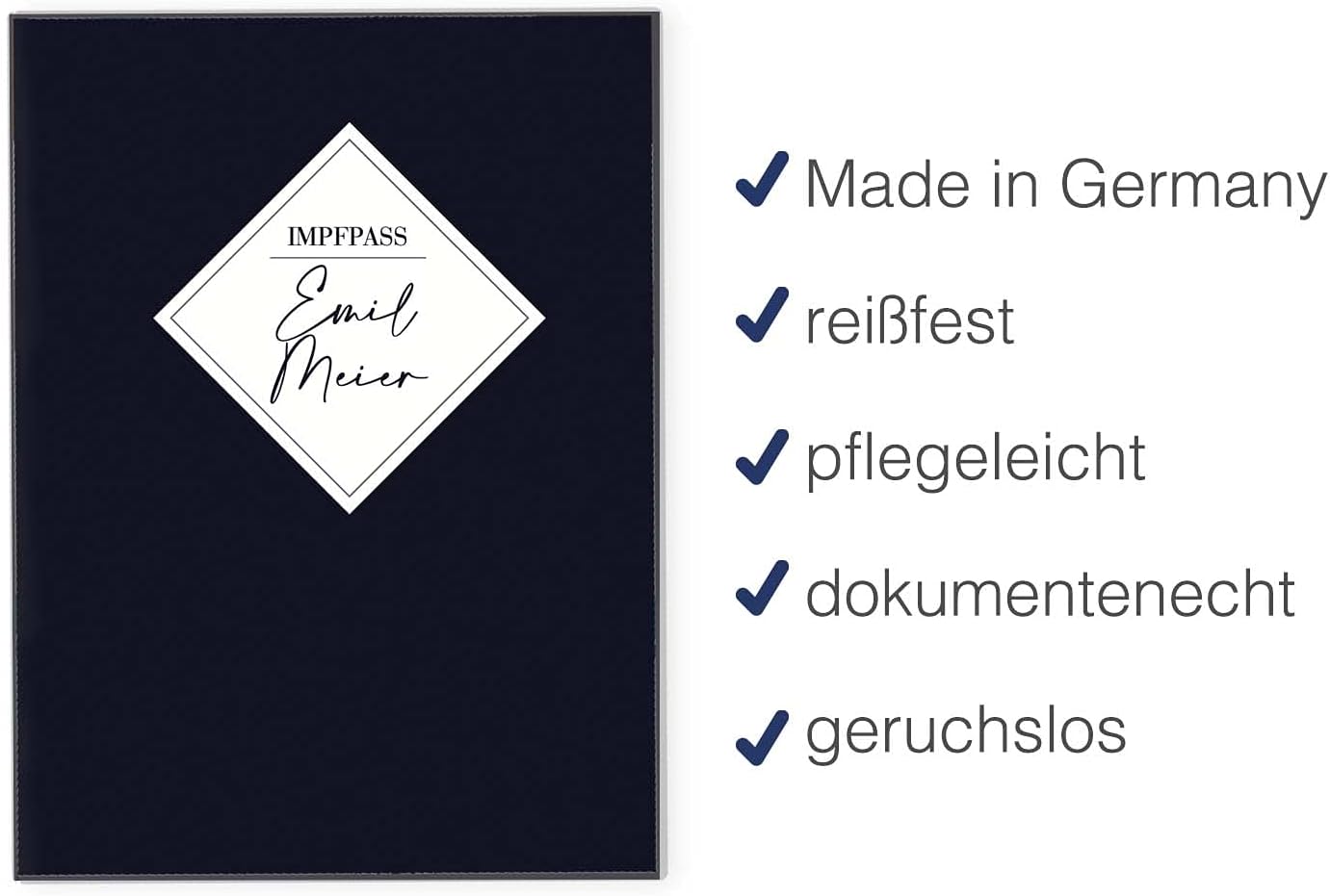 Dark Blue Personalisierbare Impfpasshülle für Erwachsene und Kinder