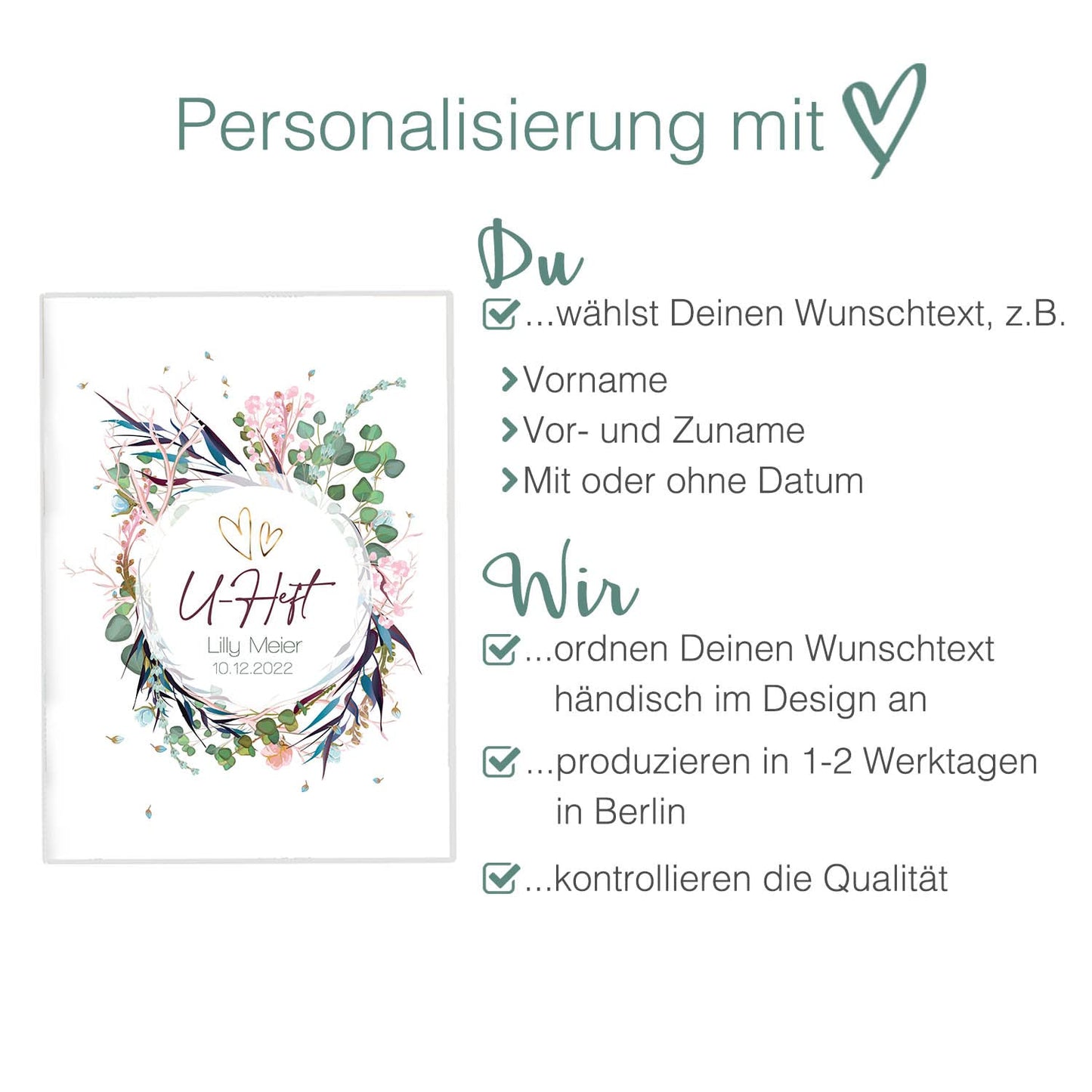 Flower Party U-Heft und Impfpasshülle Mit Personalisierung