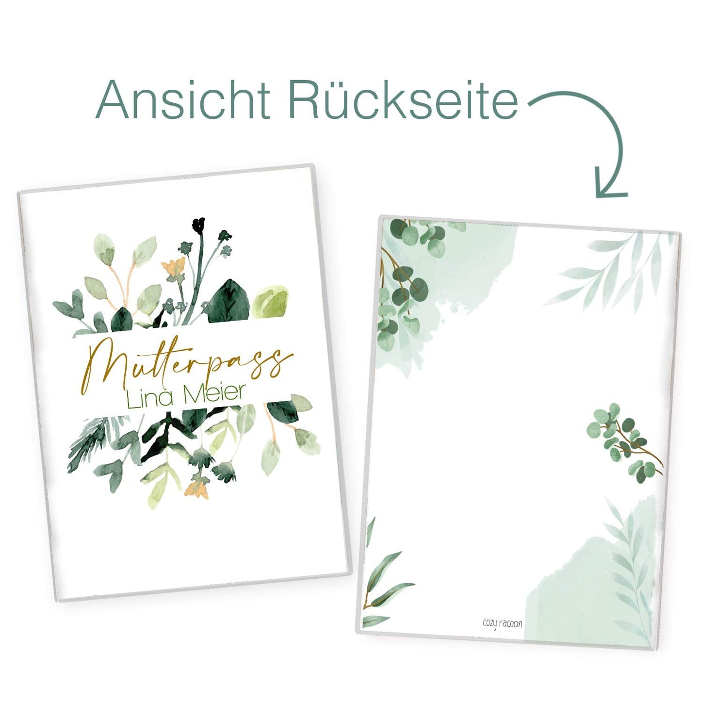 Green Flowers Mutterpasshülle Mit Personalisierung