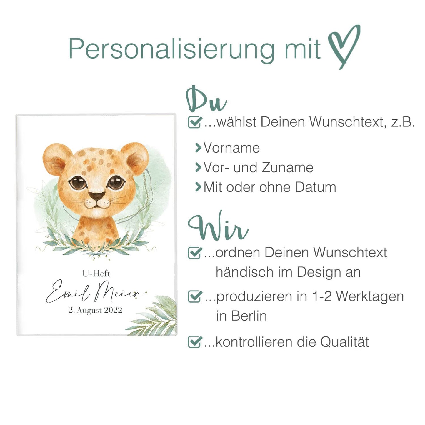 Löwen Junge U-Heft und Impfpasshülle Mit Personalisierung