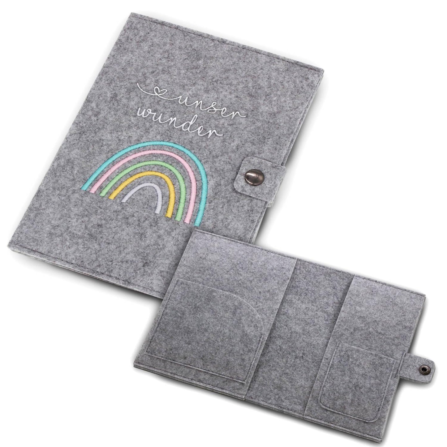 Regenbogen Pastell Mutterpasshülle aus Filz Ohne Personalisierung