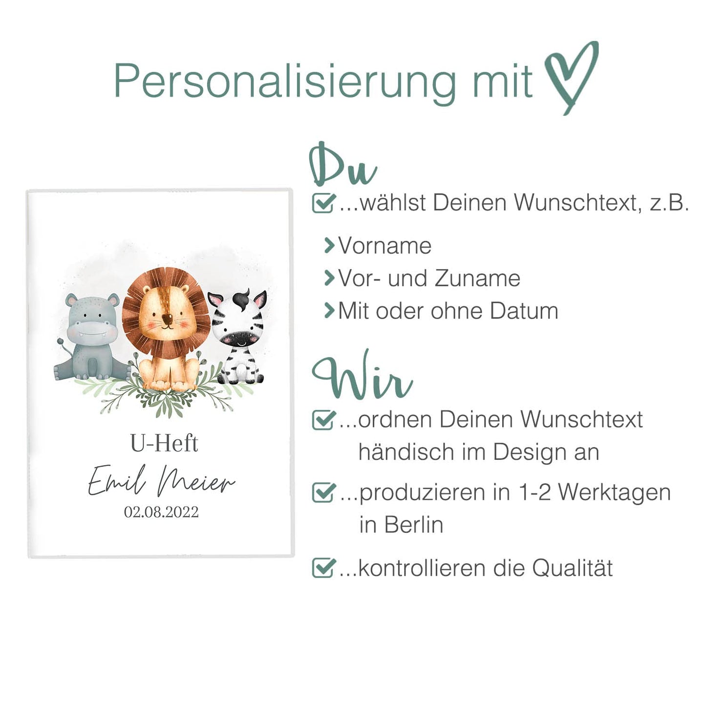 Wilde Freunde U-Heft und Impfpasshülle Mit Personalisierung