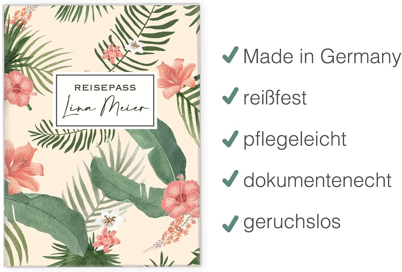 Palmen Reisepasshülle für Erwachsene und Kinder Mit Namen