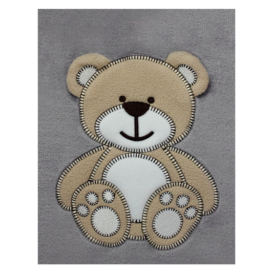 Decke Grau Mit Bär | Babydecke Bestickt