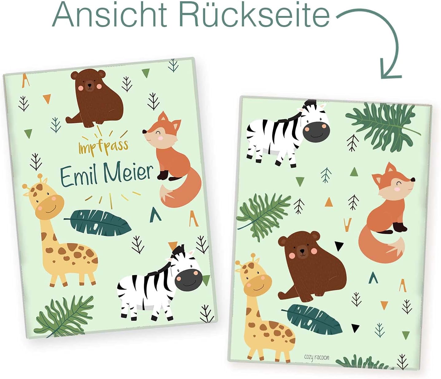 Zebra & Giraffe Personalisierbare Impfpasshülle für Erwachsene und Kinder