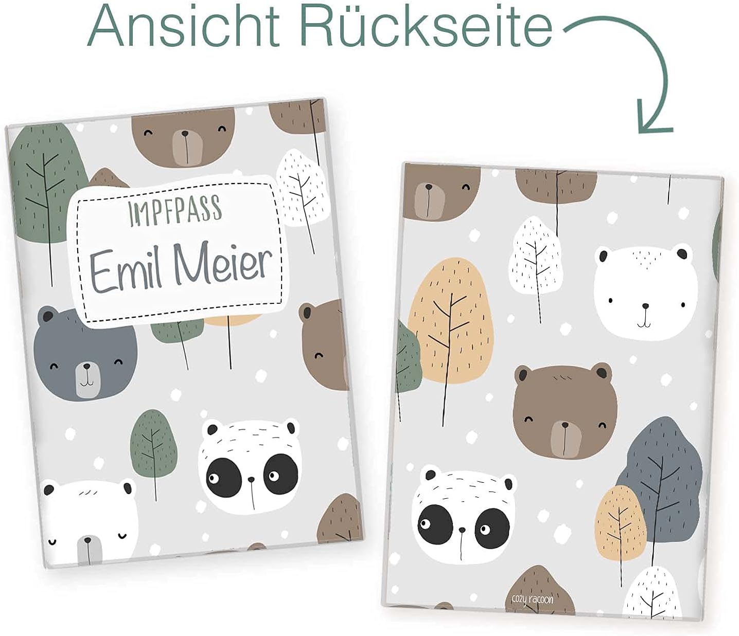 Bären Personalisierbare Impfpasshülle für Erwachsene und Kinder