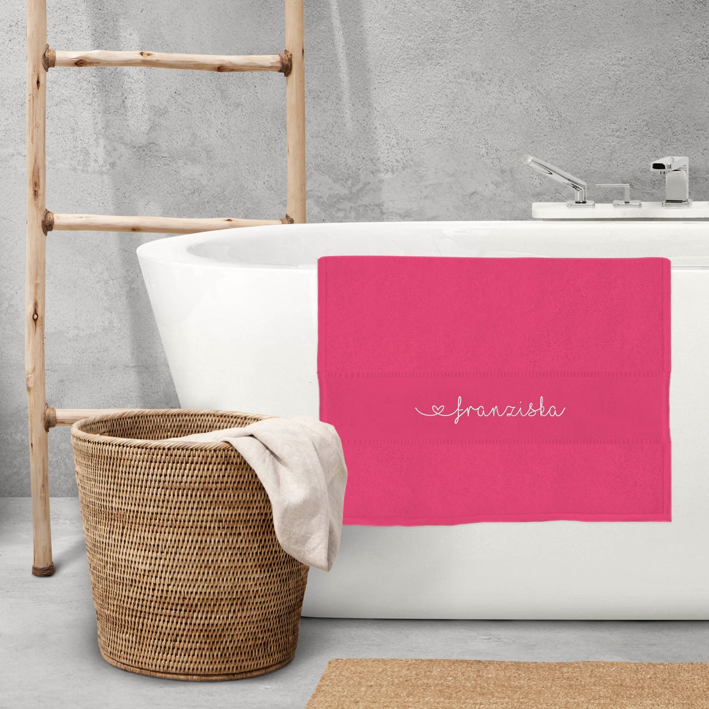 Pink Hochwertiges Händehandtuch Bestickt mit Namen