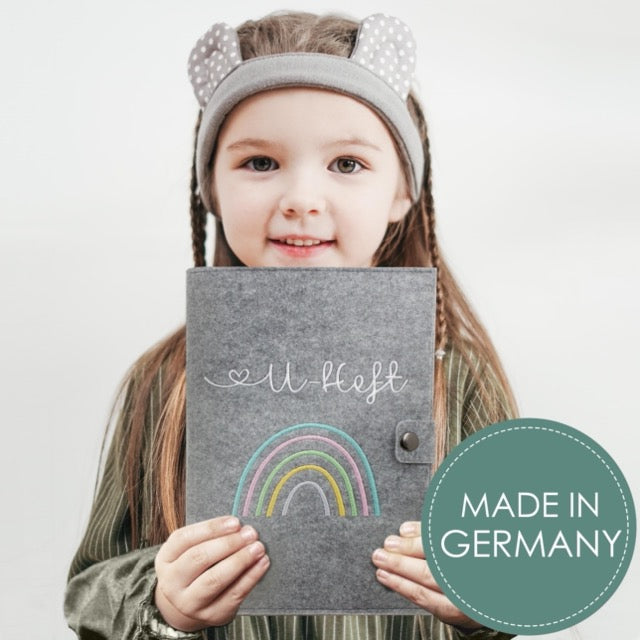 Regenbogen Pastell U-Heft und Impfpasshülle aus Filz Ohne Personalisierung