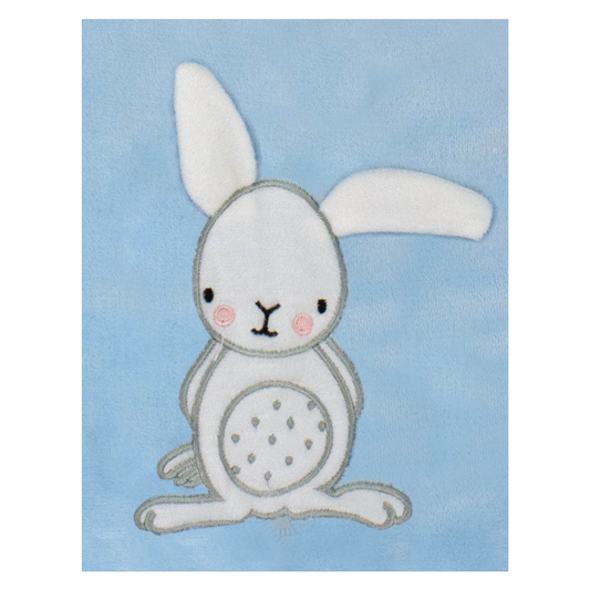 Decke Blau Mit Hase | Babydecke Bestickt