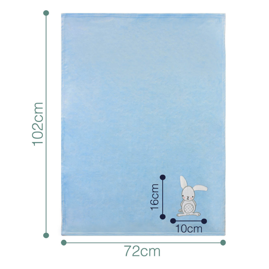 Decke Blau Mit Hase | Babydecke Bestickt