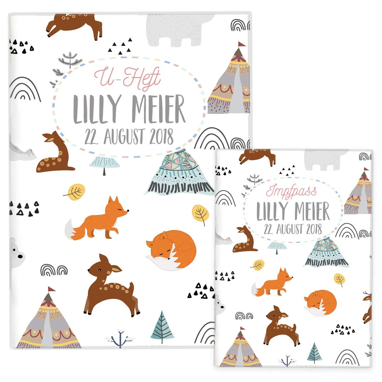 Waldtiere U-Heft und Impfpasshülle Mit Personalisierung