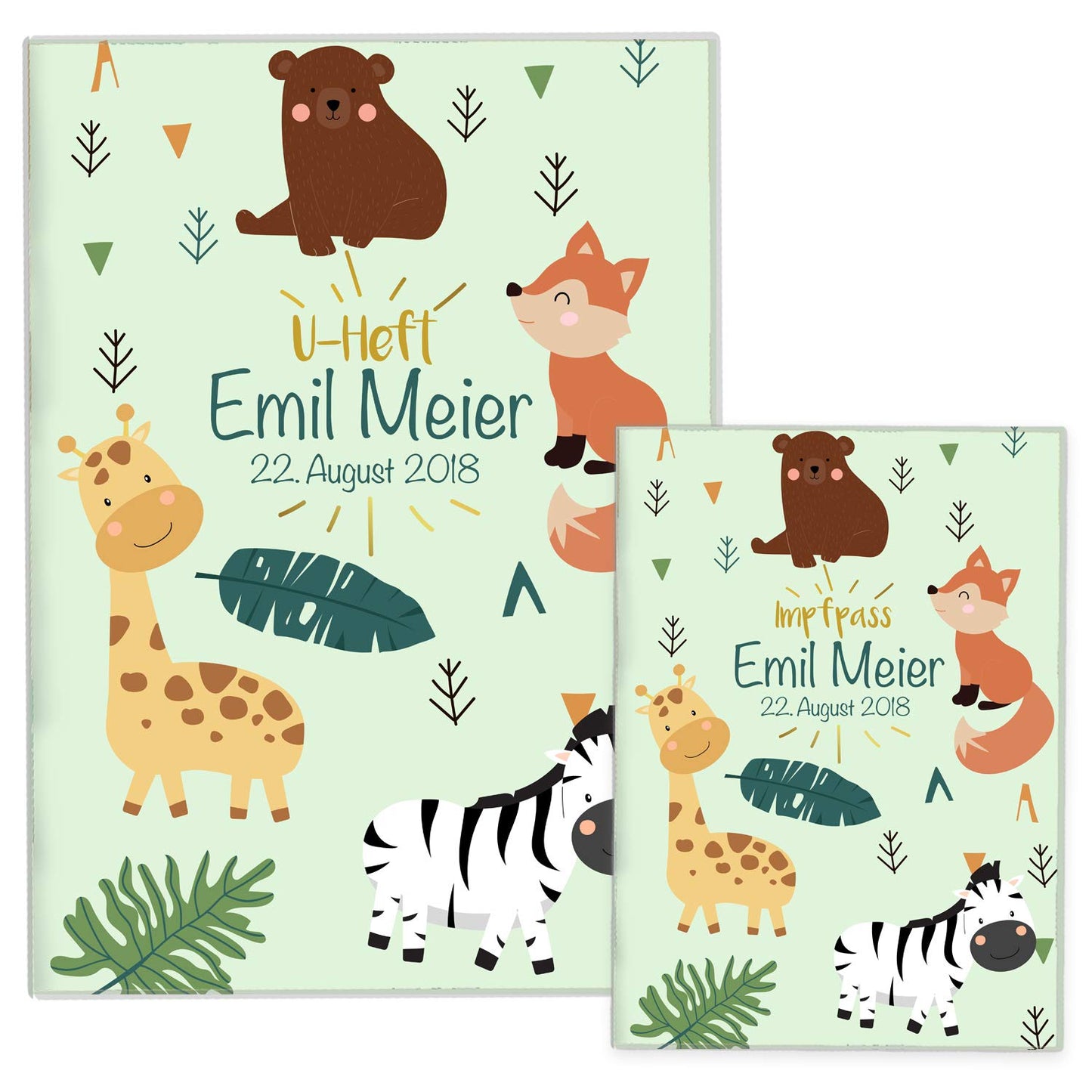 Zebra & Giraffe U-Heft und Impfpasshülle Mit Personalisierung