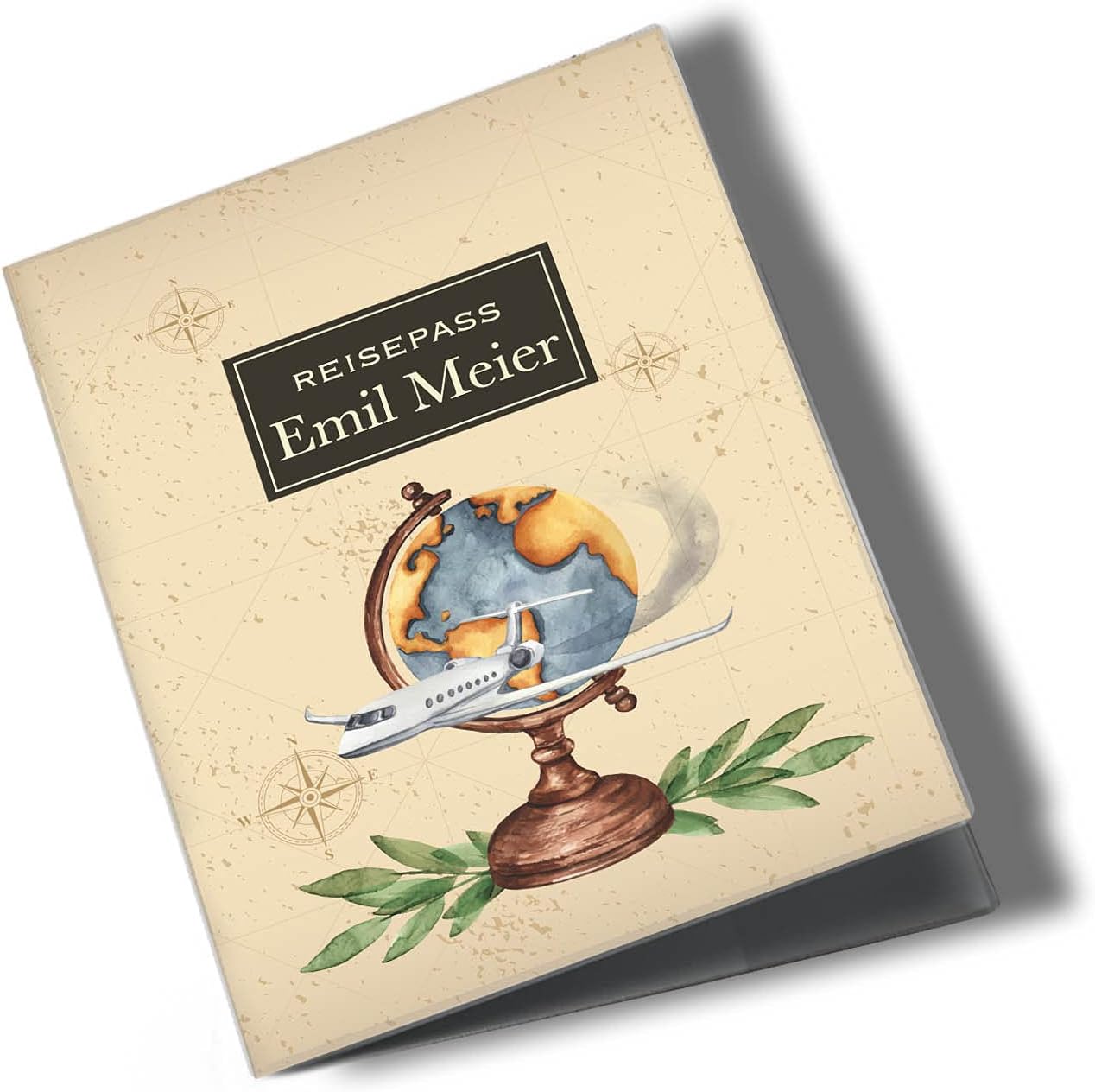 Globus Klassik Reisepasshülle für Erwachsene und Kinder Mit Namen