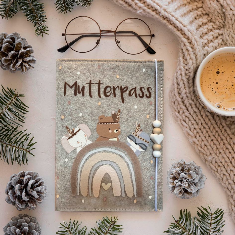 Mutterpass Waldbären Mutterpasshülle aus Filz Ohne Personalisierung