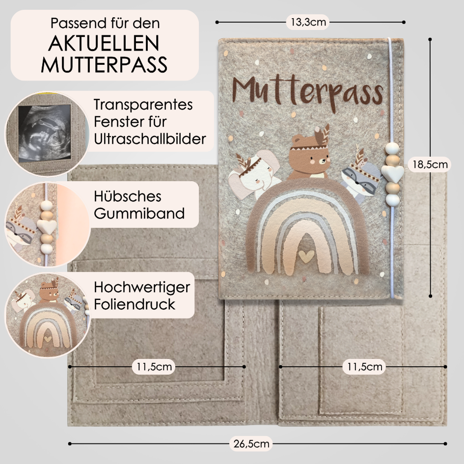 Mutterpass Waldbären Mutterpasshülle aus Filz Ohne Personalisierung