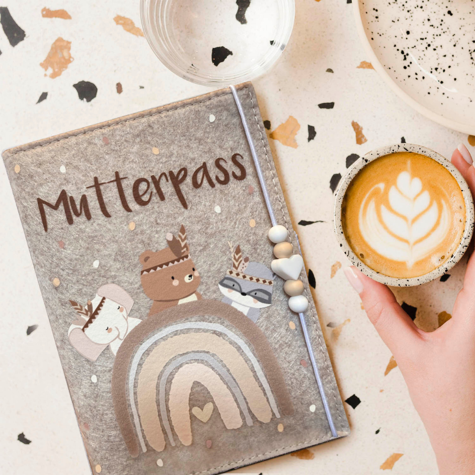 Mutterpass Waldbären Mutterpasshülle aus Filz Ohne Personalisierung