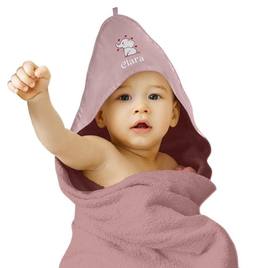 Altrosa Kinder Kapuzenhandtuch Bestickt mit Namen oder Wunschtext