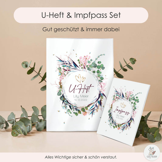Flower Party U-Heft und Impfpasshülle Mit Personalisierung