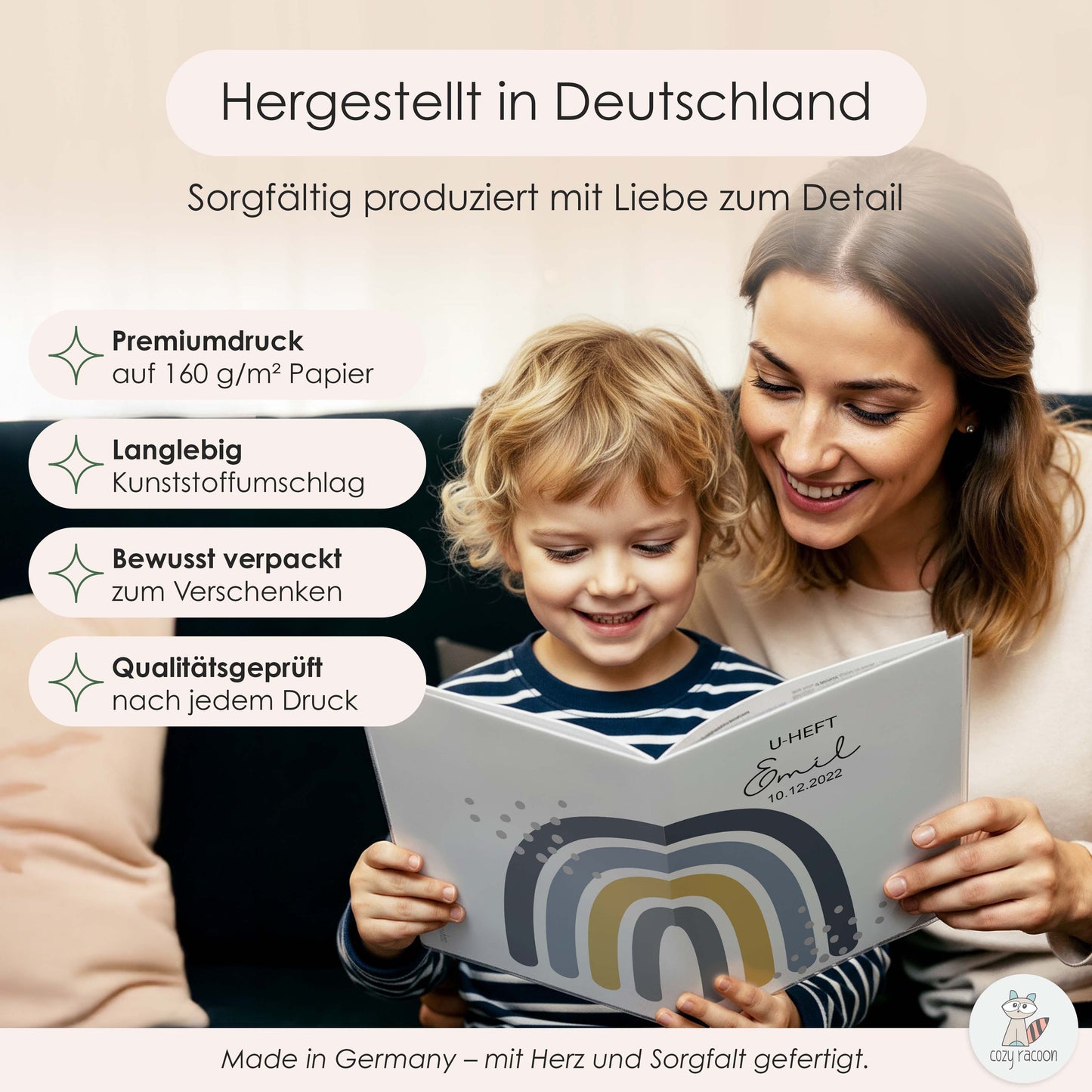 Regenbogen Blau U-Heft und Impfpasshülle Mit Personalisierung
