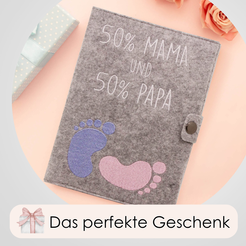50% MAMA und 50% PAPA Mutterpasshülle aus Filz Ohne Personalisierung