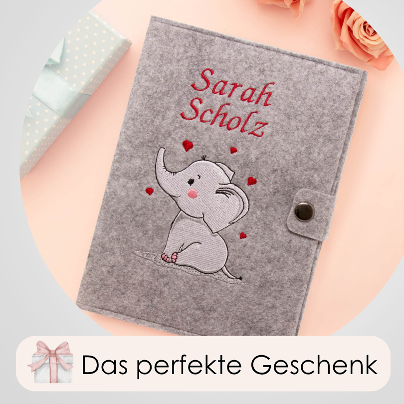 Elefant Mutterpasshülle aus Filz Mit Personalisierung