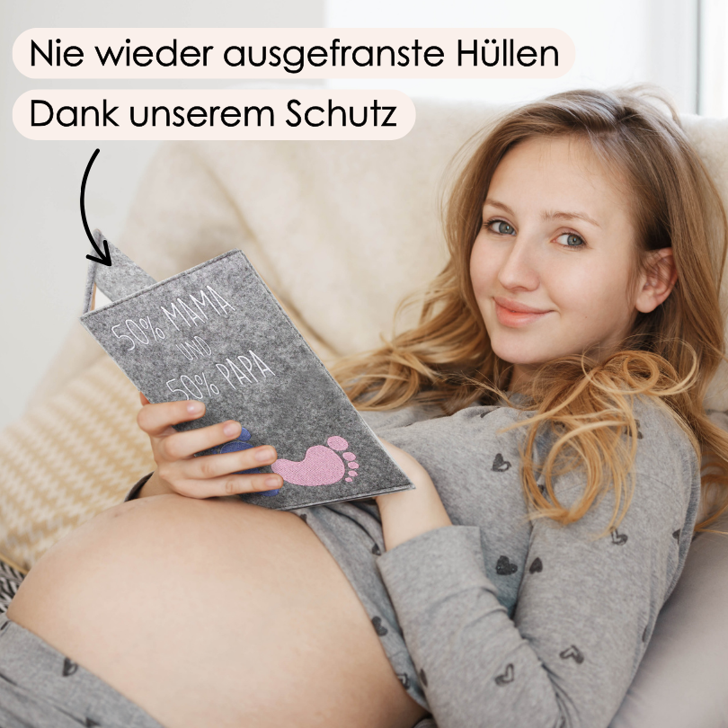 50% MAMA und 50% PAPA Mutterpasshülle aus Filz Ohne Personalisierung
