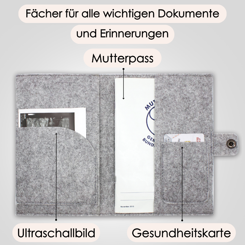 50% MAMA und 50% PAPA Mutterpasshülle aus Filz Ohne Personalisierung