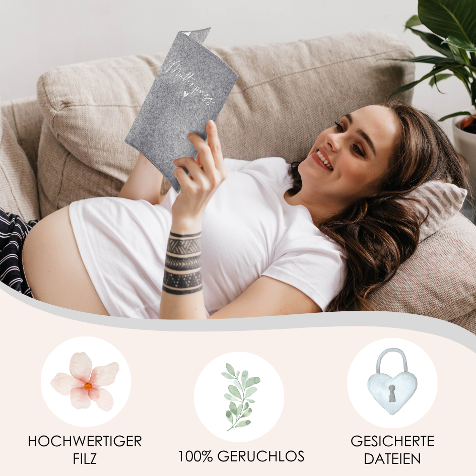 Mutterpass Herz Mutterpasshülle aus Filz Ohne Personalisierung