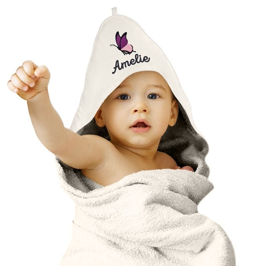 Natur Kinder Kapuzenhandtuch Bestickt mit Namen oder Wunschtext