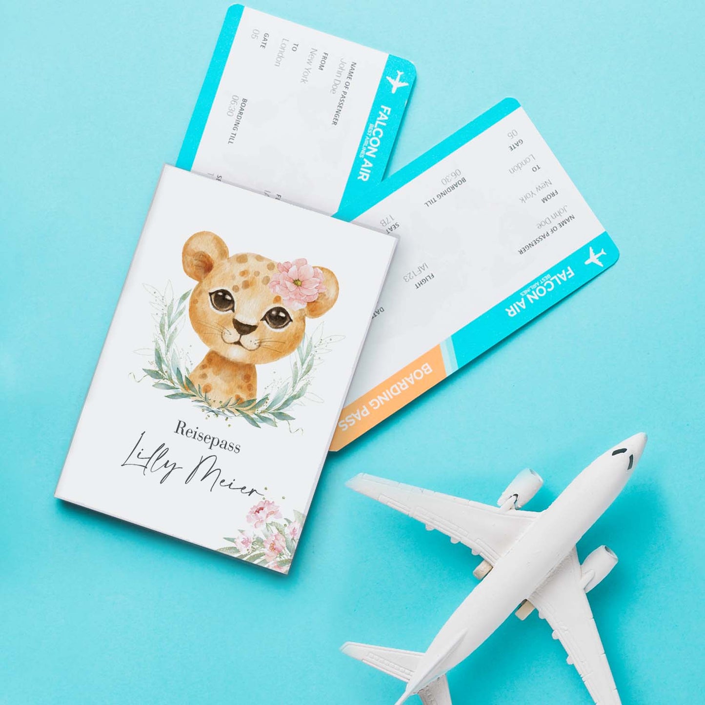 Löwen Mädchen Reisepasshülle für Kinder Mit Personalisierung