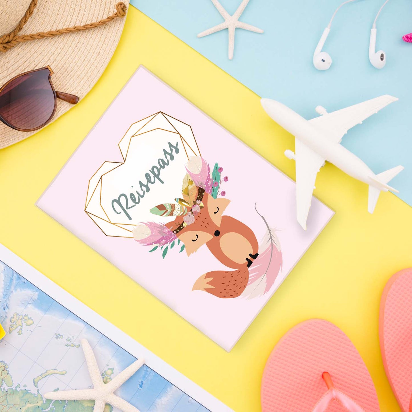 Boho Fuchs Rosa Reisepasshülle für Kinder