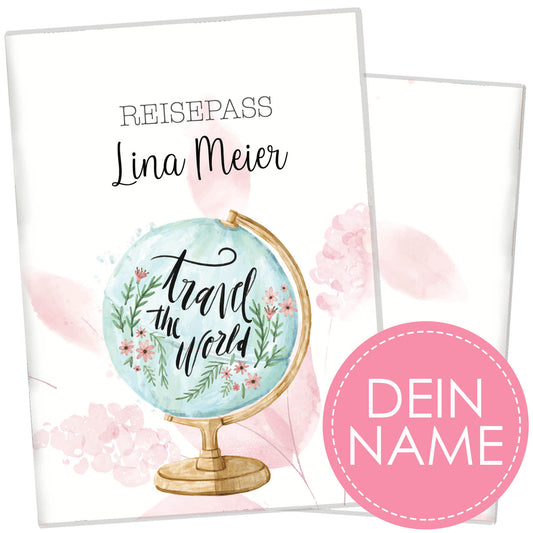 Globus Blush Reisepasshülle für Erwachsene und Kinder Mit Namen
