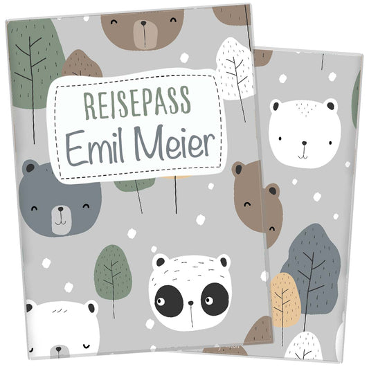 Cute Bears Reisepasshülle für Kinder Mit Personalisierung