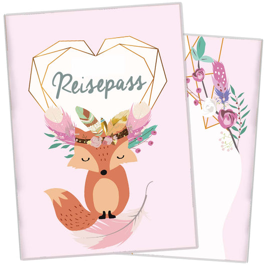 Boho Fuchs Rosa Reisepasshülle für Kinder