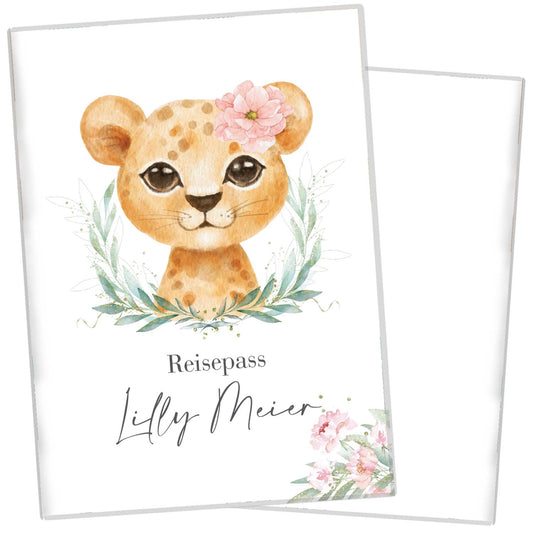 Löwen Mädchen Reisepasshülle für Kinder Mit Personalisierung