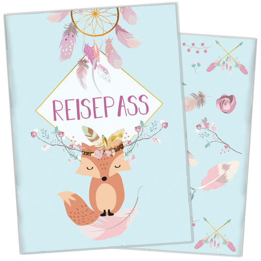 Boho Fuchs Blau Reisepasshülle für Kinder