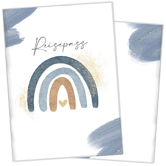 Wasserfarben Blau Reisepasshülle für Kinder