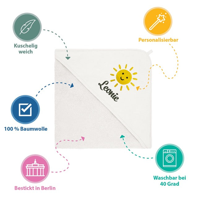 Weiß Kinder Kapuzenhandtuch Bestickt mit Namen oder Wunschtext