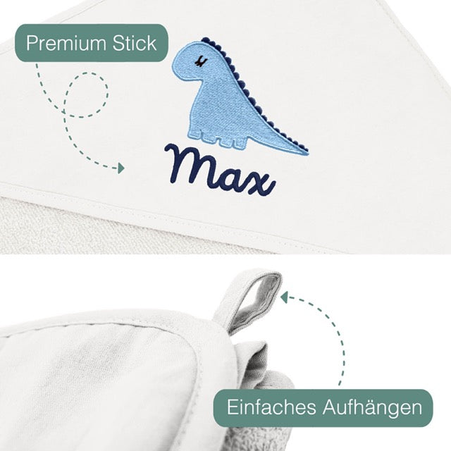 Weiß Kinder Kapuzenhandtuch Bestickt mit Namen oder Wunschtext