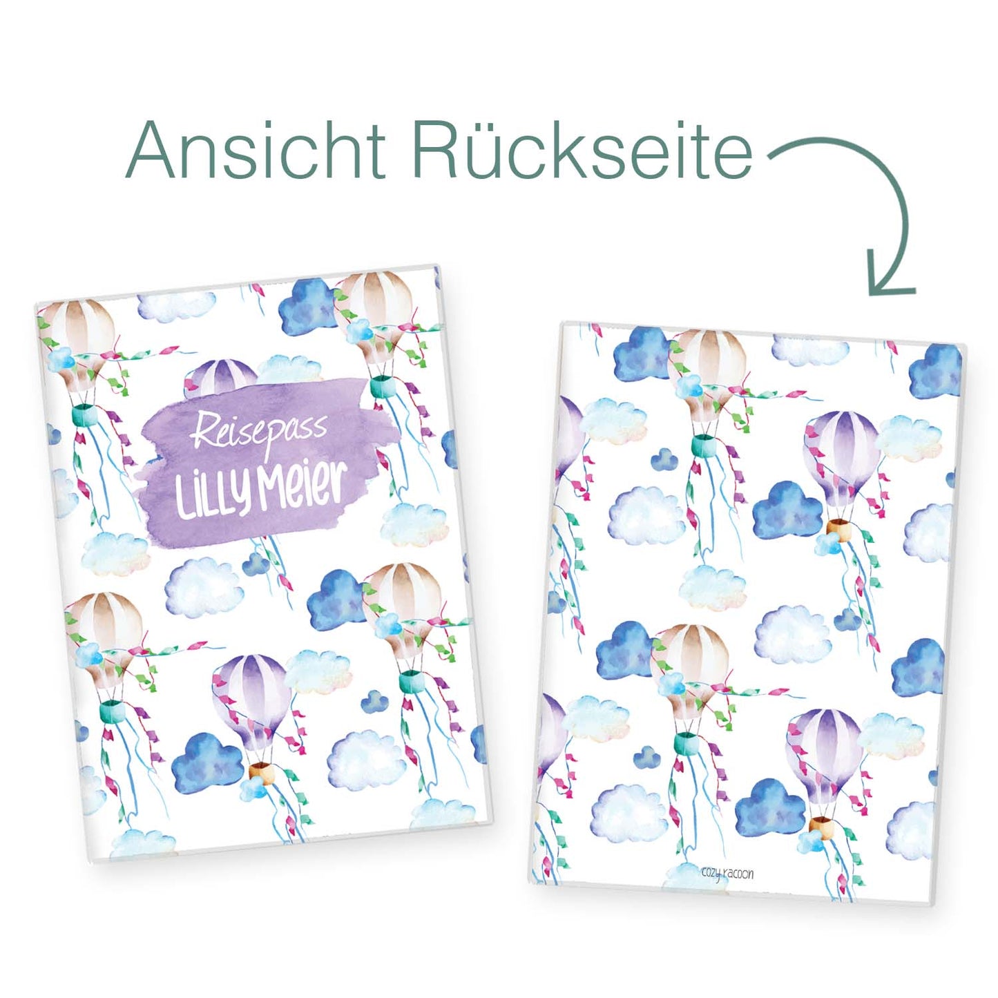 Heißluftballon Reisepasshülle für Kinder Mit Personalisierung