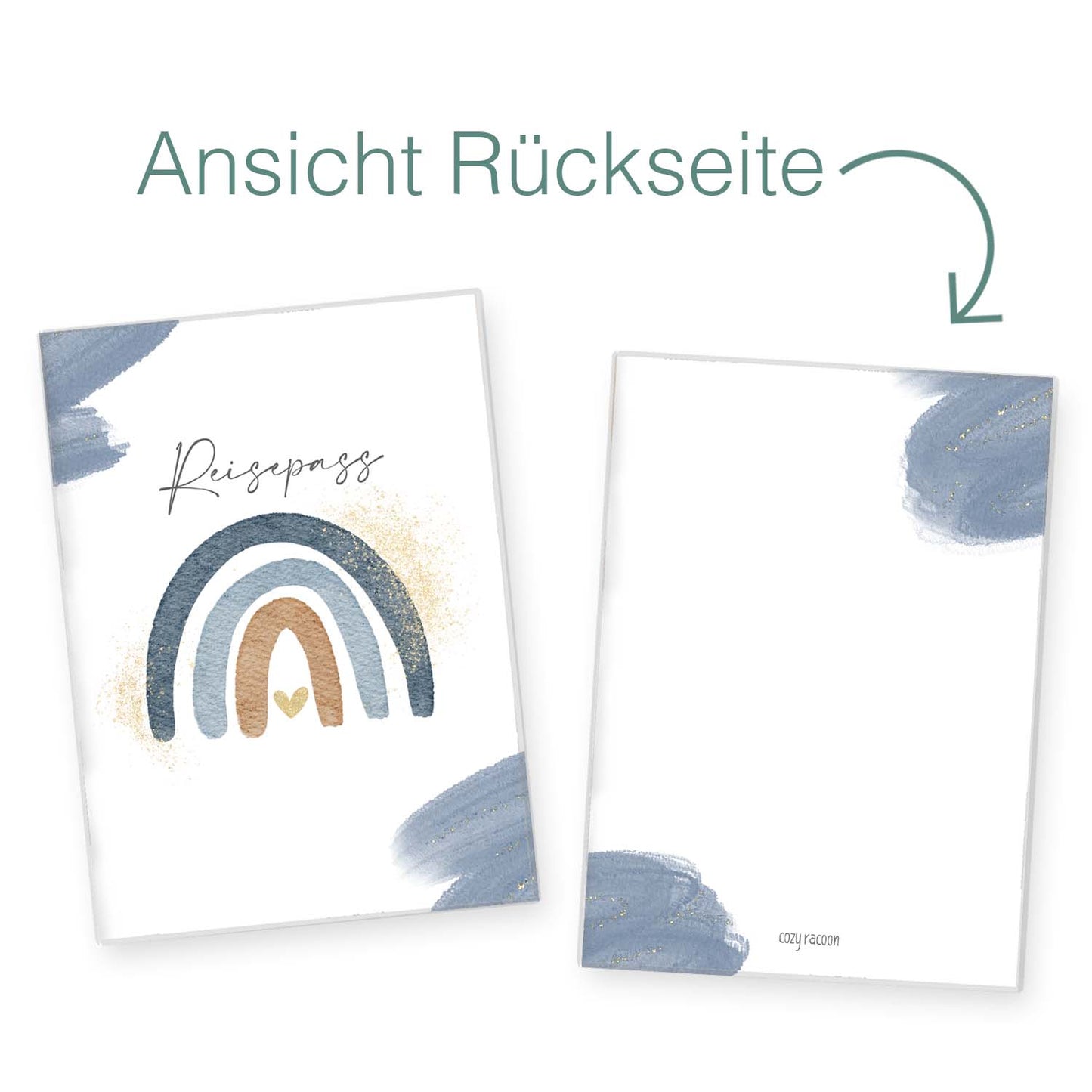 Wasserfarben Blau Reisepasshülle für Kinder
