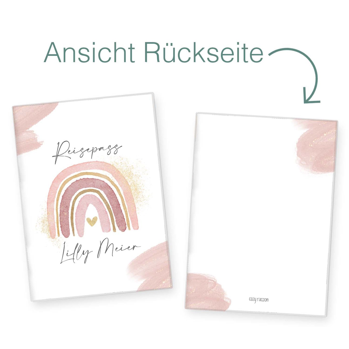 Wasserfarben Rosa Reisepasshülle für Kinder Mit Personalisierung