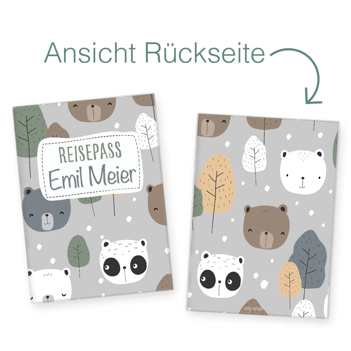 Cute Bears Reisepasshülle für Kinder Mit Personalisierung