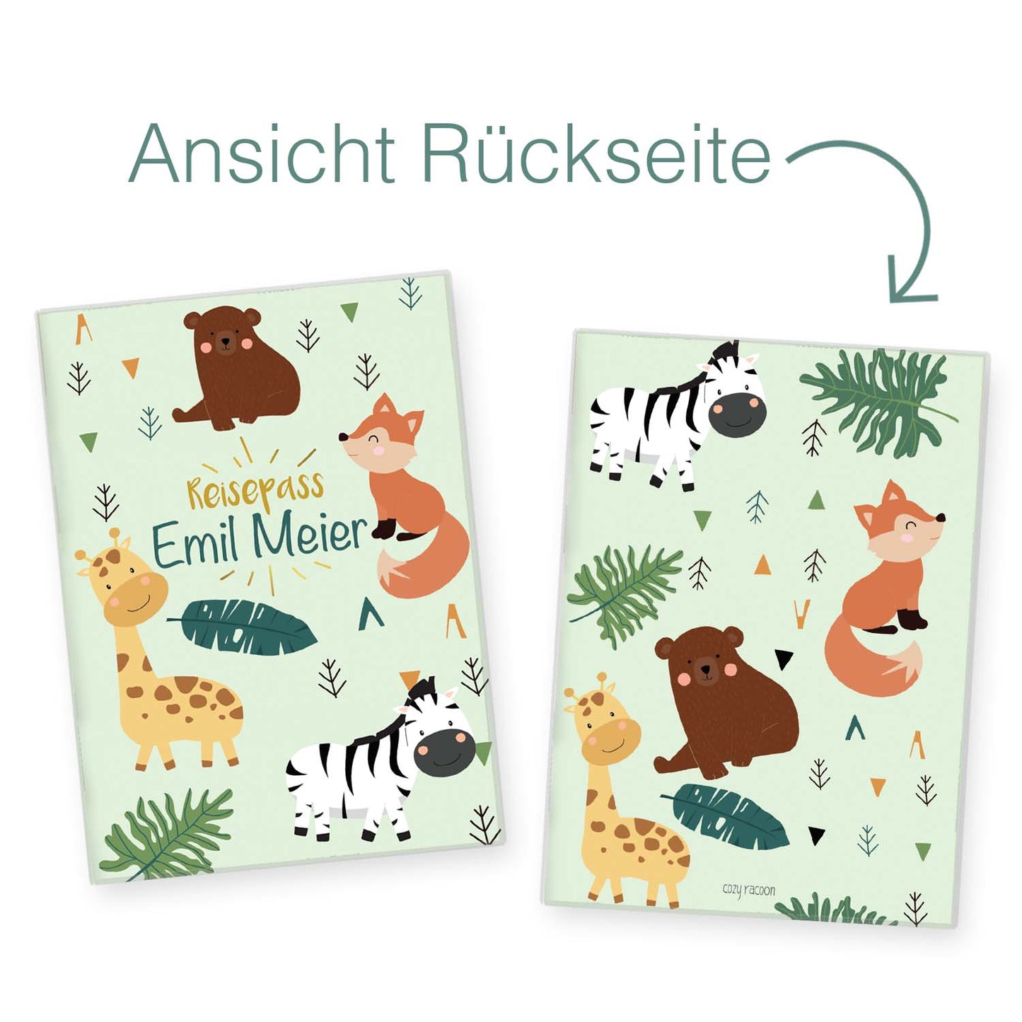 Zebra & Giraffe Reisepasshülle für Kinder Mit Personalisierung
