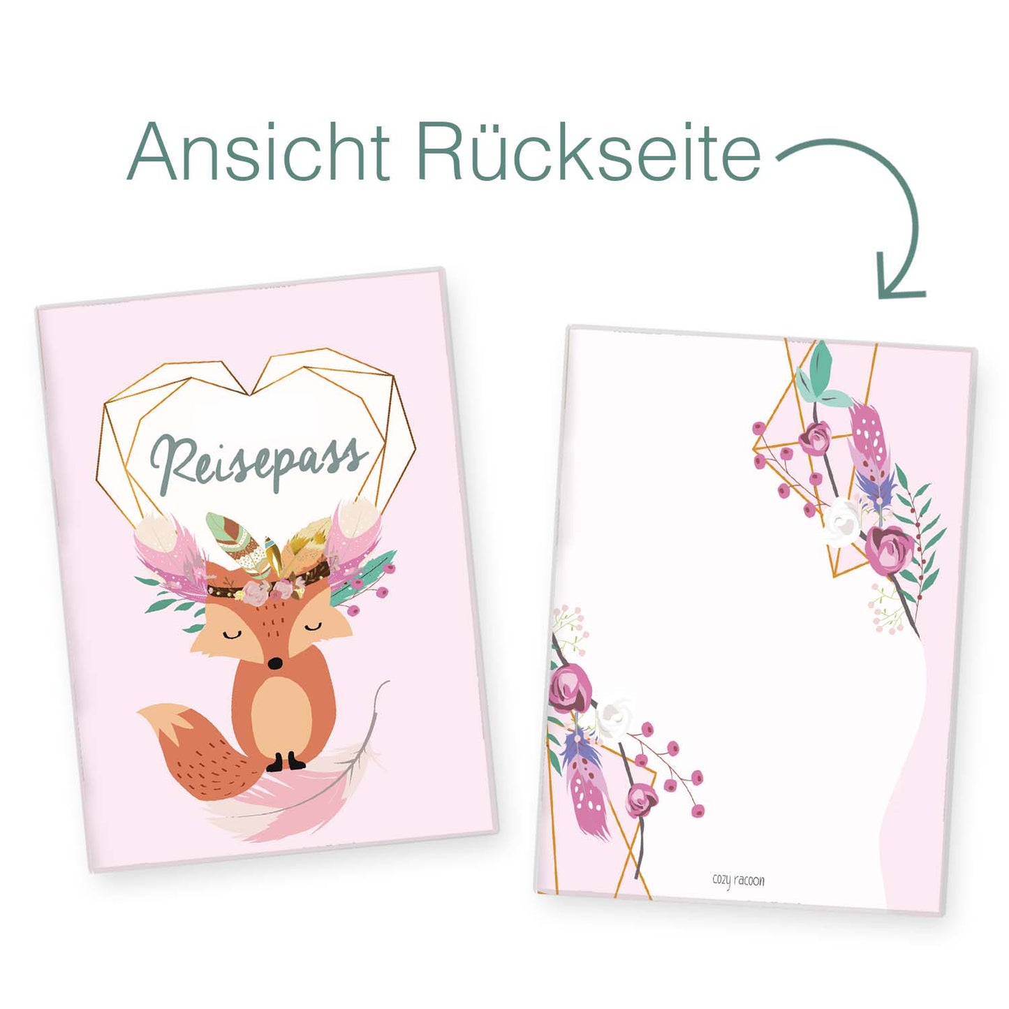 Boho Fuchs Rosa Reisepasshülle für Kinder
