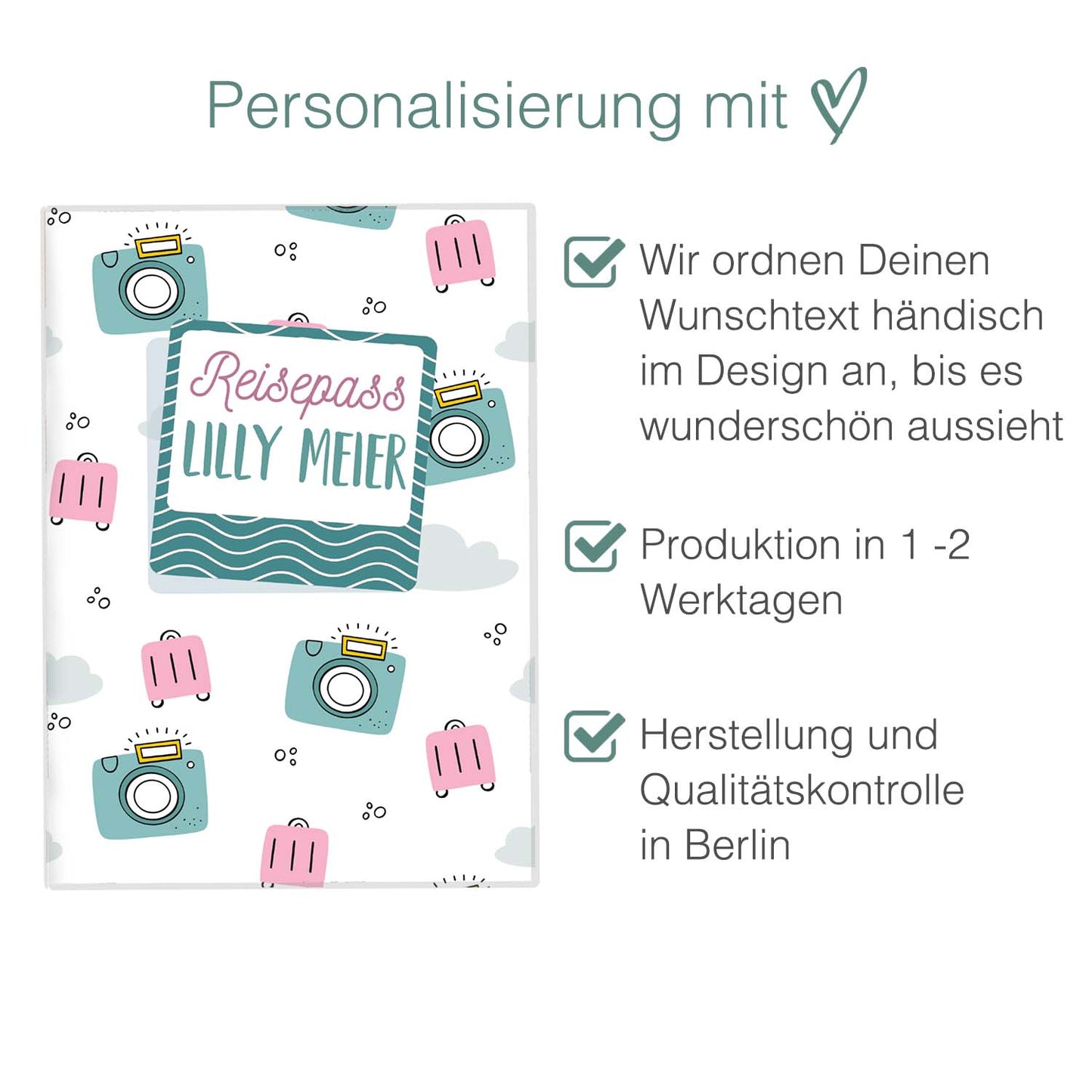 Kamera Reisepasshülle für Kinder Mit Personalisierung