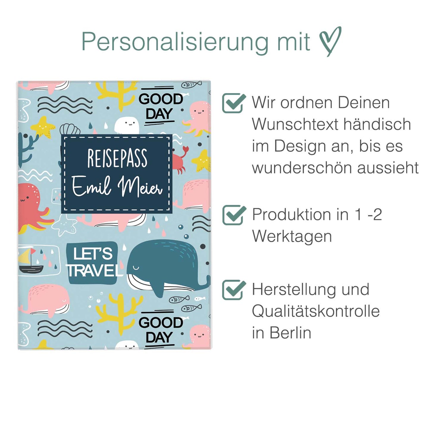 Ocean Reisepasshülle für Kinder Mit Personalisierung