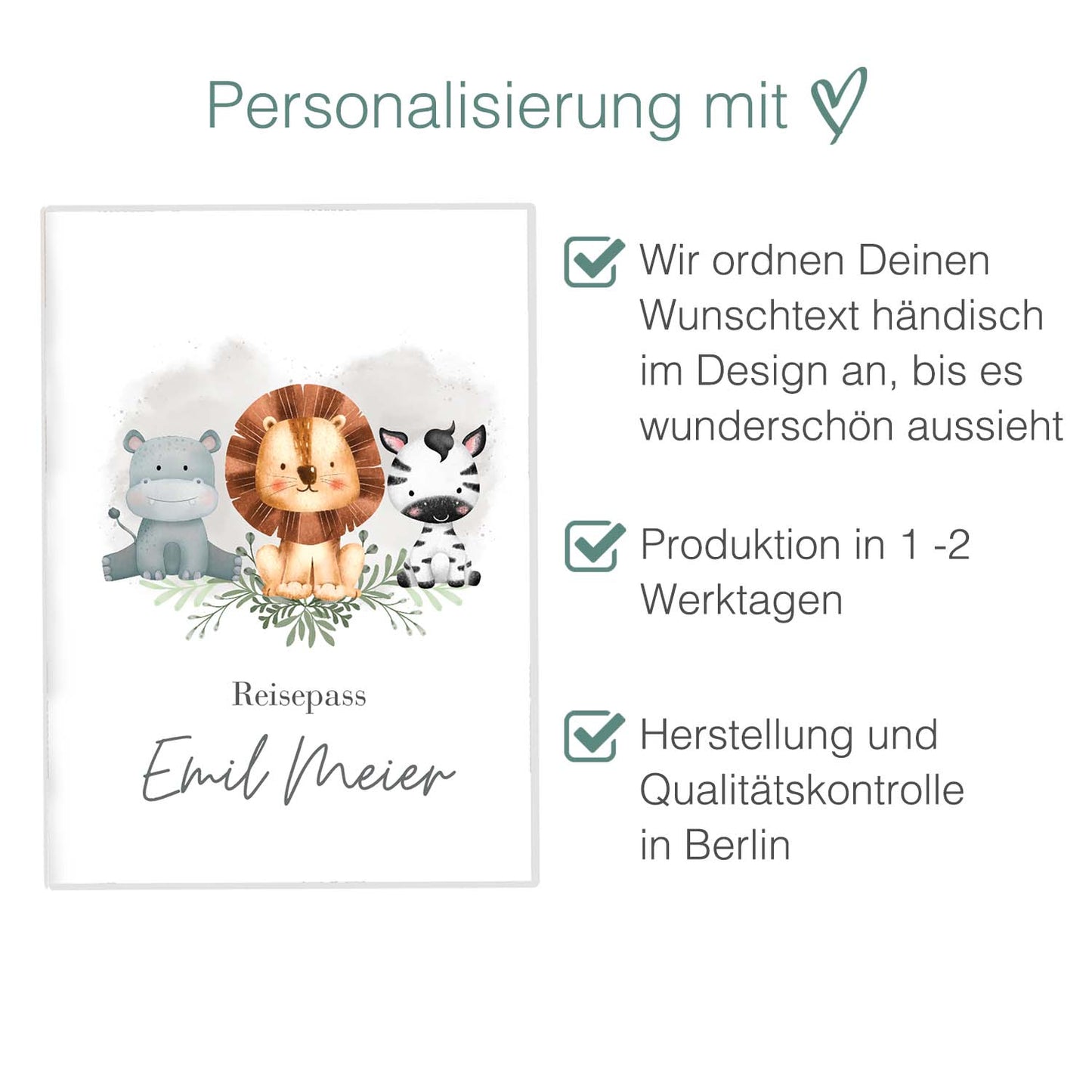 Wilde Freunde Reisepasshülle für Kinder Mit Personalisierung