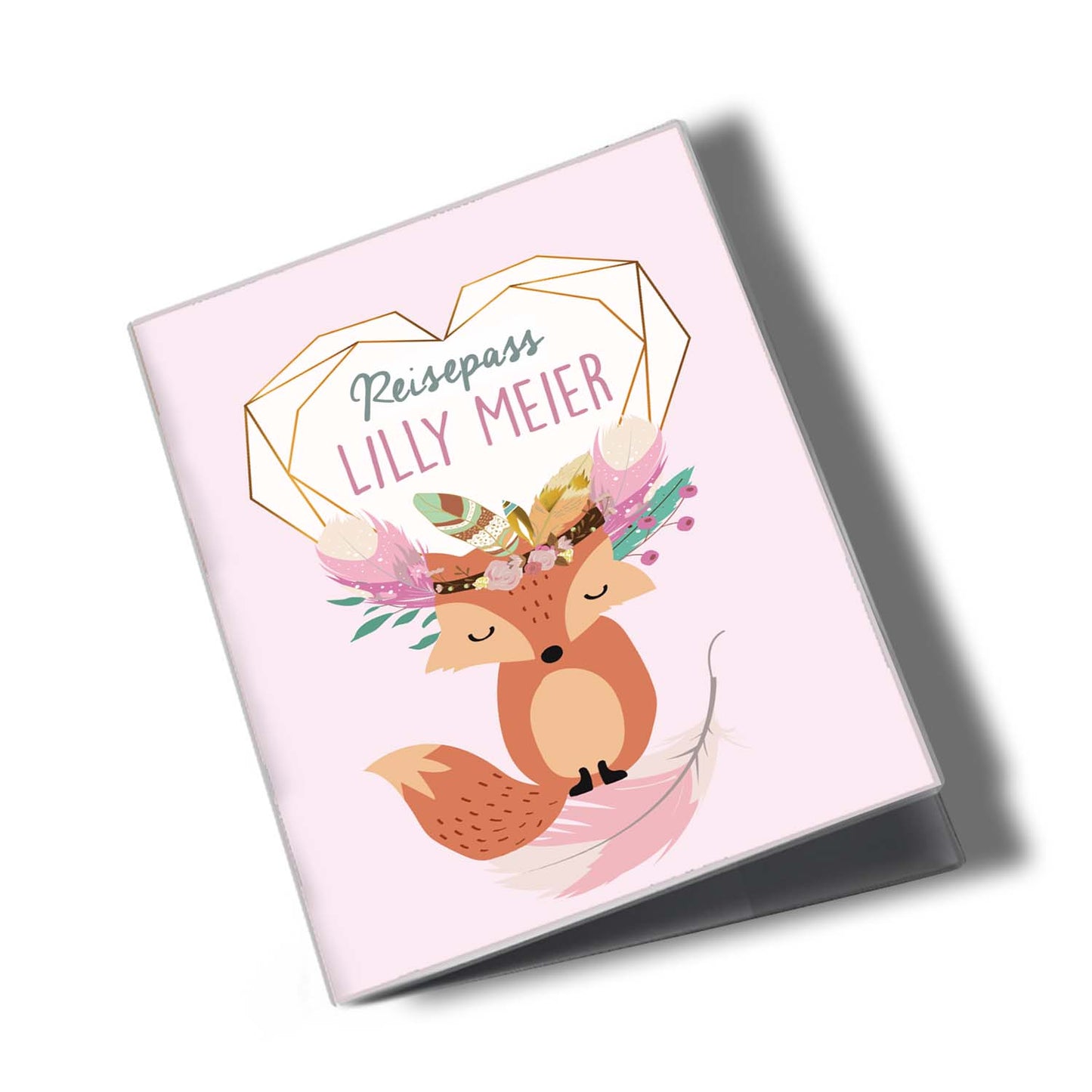 Boho Fuchs Rosa Reisepasshülle für Kinder Mit Personalisierung